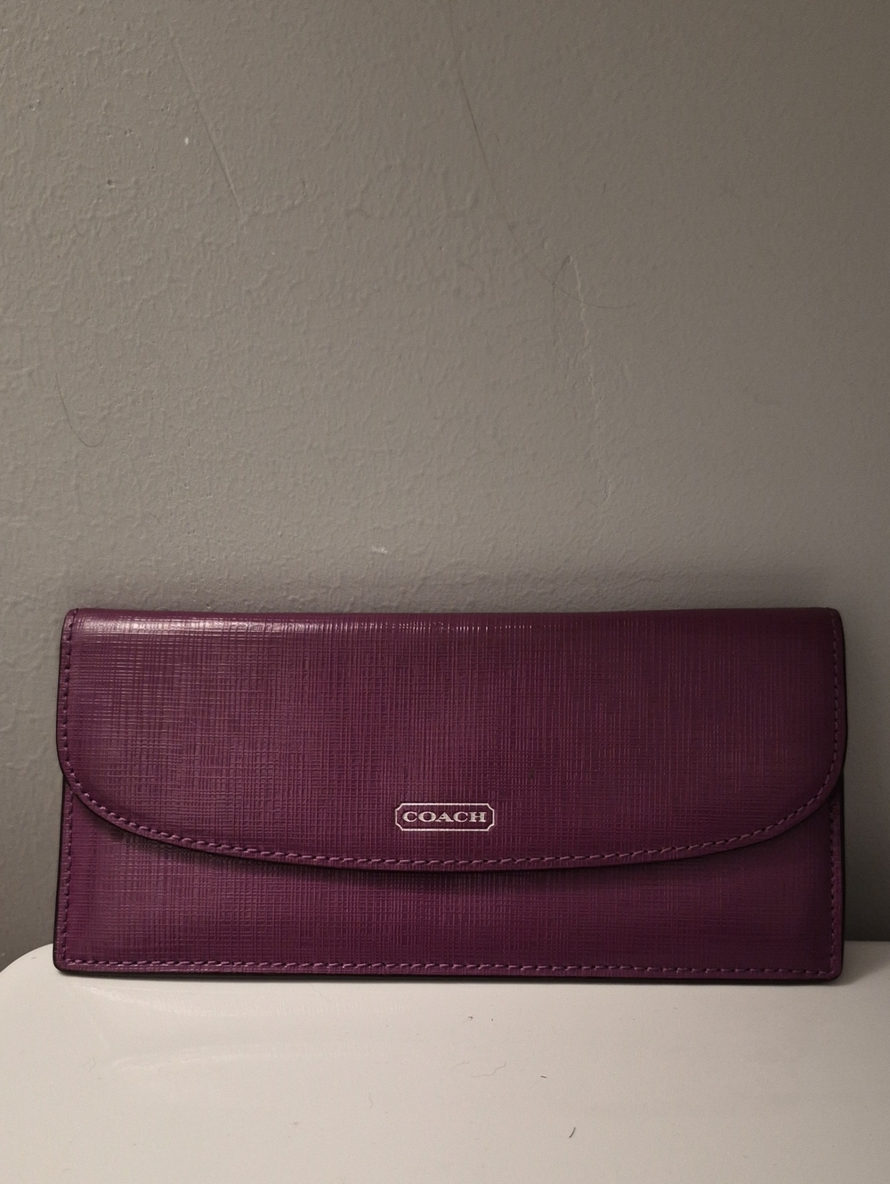Coach Fuchsia Leather Envelope Clutch